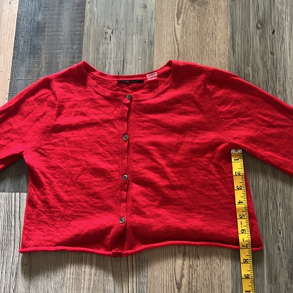 BRAZEAU TRICOT Red Cashmere Crop Sweater Size: 2 - Picture 10 of 16